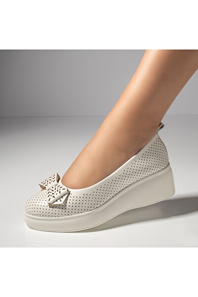 Modlet.ro Women's white casual platform shoes with perforations MOD11017