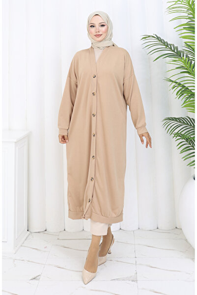 sefamerve İki İplik Düğmeli Uzun Hırka 0181-02 Bej
