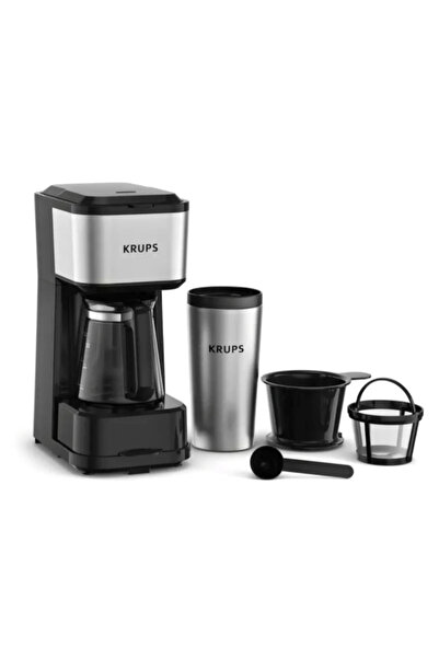 Krups ماكينة تحضير القهوة بالتنقيط 4 في 1 ذات التصميم الأنيق والجودة الاحترافية المصنوعة من الفولاذ المقاوم للصدأ بسعة 0.44 لتر