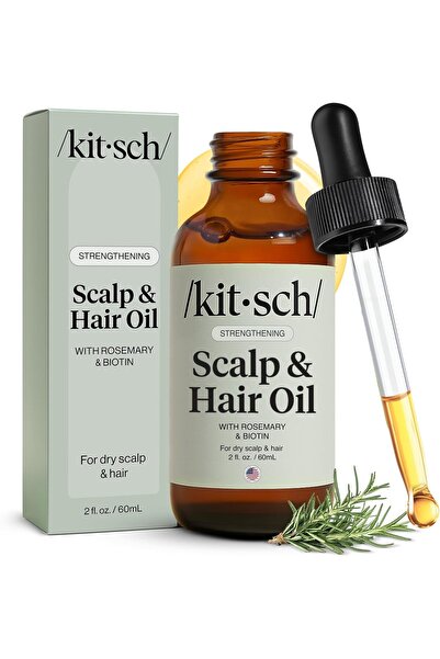 Kitsch زيت إكليل الجبل للشعر وفروة الرأس - زيت فروة الرأس قبل الغسيل مع البيو...