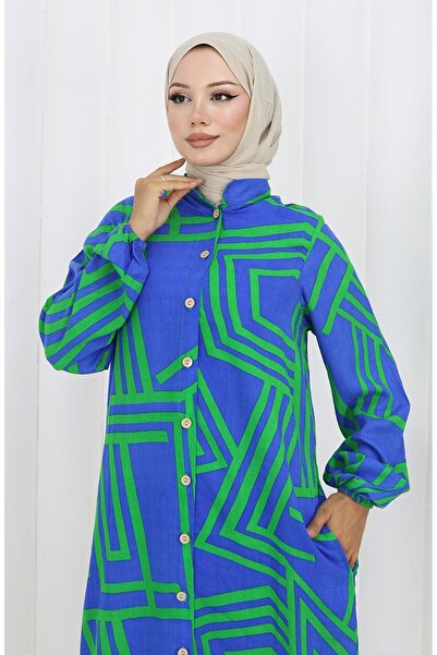 sefamerve Viskon Tunik 2218-05 Mavi