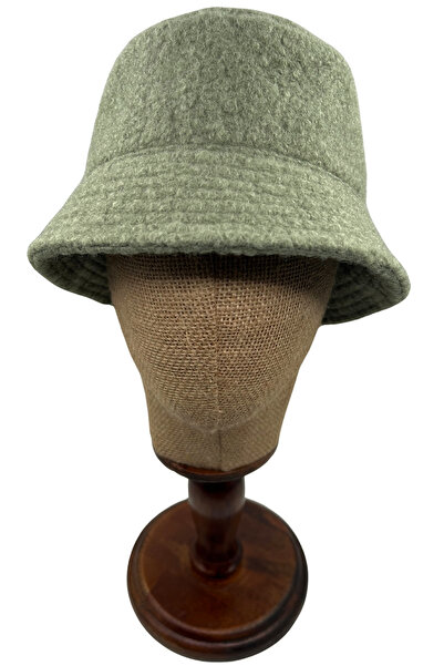 Sofist İstanbul Khaki Bouclé Soft-Textured Thick Bucket Hat Khaki Bouclé Wool Soft Textured Thick Winter Hat