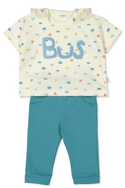 Bebetto طقم بنطلون برباطين مكون من قطعتين (سفر مفاجئ) أزرق بترولي