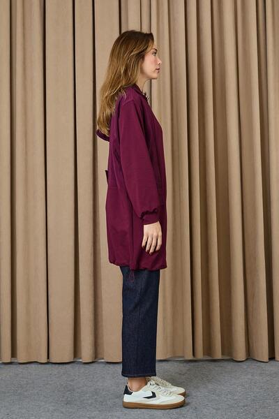 Puane Women's Hooded Basic Tunic - 10733Tun - Burgundy