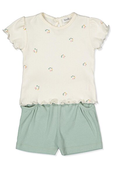 Bebetto طقم شورتات إنترلوك من قطعتين (لون وردي كمثري) نعناعي