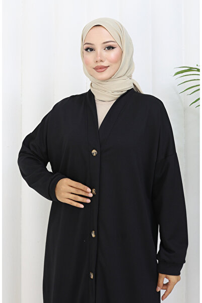 sefamerve İki İplik Düğmeli Uzun Hırka 0181-01 Siyah