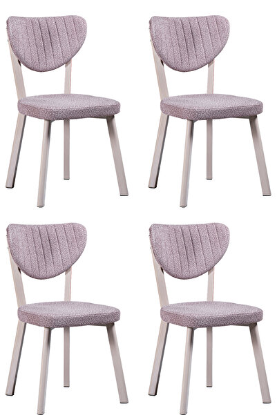 Puklife 4 Adet Ecrin Mutfak/ Salon/ Balkon Sandalyesi Kapuçino Renk Metal Aya...