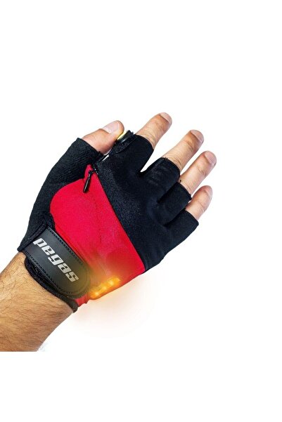 Pegas LED signal gloves, XXXL, Polyester material, 2XCR2032 batteries, Red