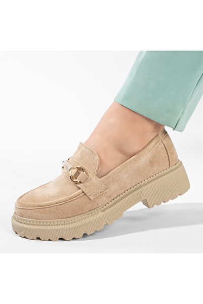 Modlet.ro Women's beige suede casual shoes MOD11208