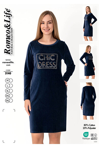 ROMEO LİFE Rochie de iarnă din catifea de bumbac pentru femei 3140