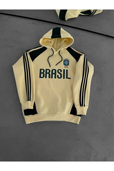 bergibo OVERSİZE KAPÜŞONLU ŞARDONLU SWEAT - BRASIL MUNIH MILAN ARJANTİN SWEAT KALİTELİ