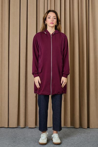 Puane Women's Hooded Basic Tunic - 10733Tun - Burgundy