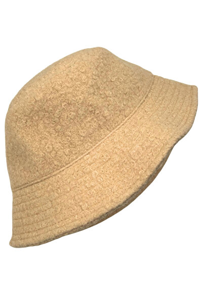 Sofist İstanbul Beige Bouclé Soft-Textured Thick Bucket Hat Beige Bouclé Wool Soft Textured Thick Winter Hat
