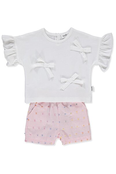 Bebetto طقم شورت منسوج مكون من قطعتين (فريق بونبون) وردي اللون