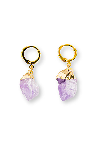 craftmystic Cercei din aur cu ametist brut - Energie și echilibru