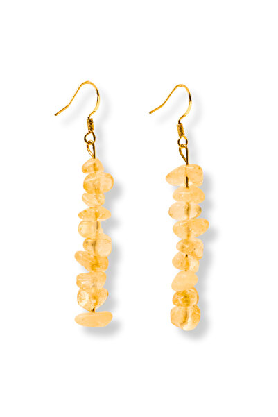 craftmystic Cercei lungi cu pietre semiprețioase citrine și elemente din alam...