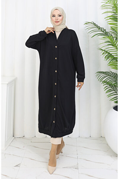 sefamerve İki İplik Düğmeli Uzun Hırka 0181-01 Siyah