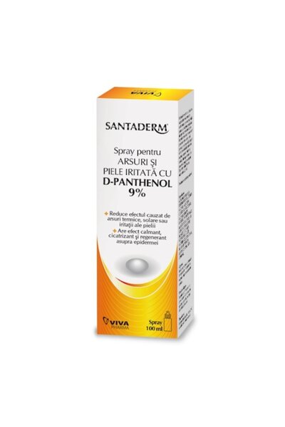 Santaderm Spray pentru arsuri și piele iritată cu D-Pantenol 9% Santaderm, 10...