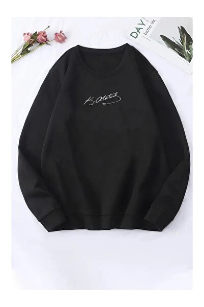 CLASİVA سويت شيرت كبير الحجم مطبوع بتصميم خاص للجنسين برقبة دائرية ومطبوع علي...