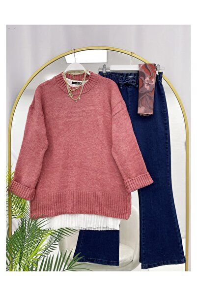 YEDİLALE Basic Zero-Collar Solid Color Knitwear Sweater [Only the Sweater Is Included in the Price, 75 cm Medium]