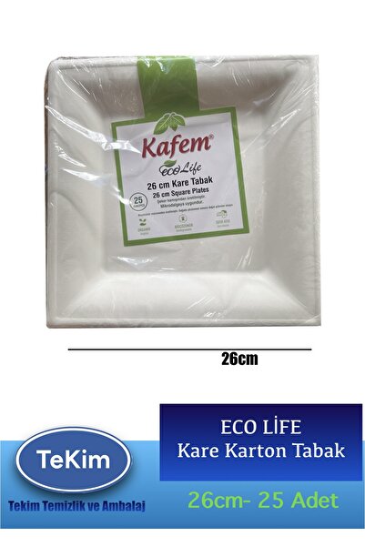 tekim temizlik ve ambalaj Eco Life Kare Karton Kağıt Tabak Tek Kullanım 26cm ...