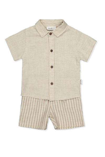 Bebetto DOKUMA ŞORT 2Lİ TAKIM (COOL AND STYLISH) BEJ