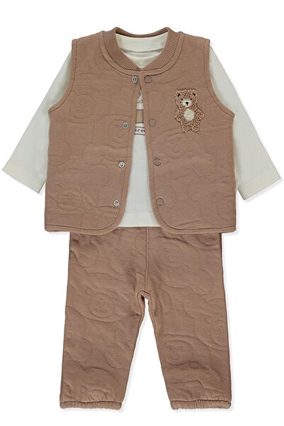 Bebetto طقم سترة مبطنة من 3 قطع (لون دب) بني