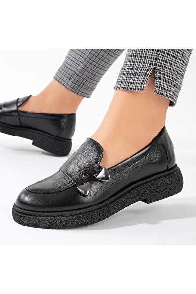 Modlet.ro Women's black genuine leather casual shoes MOD11232