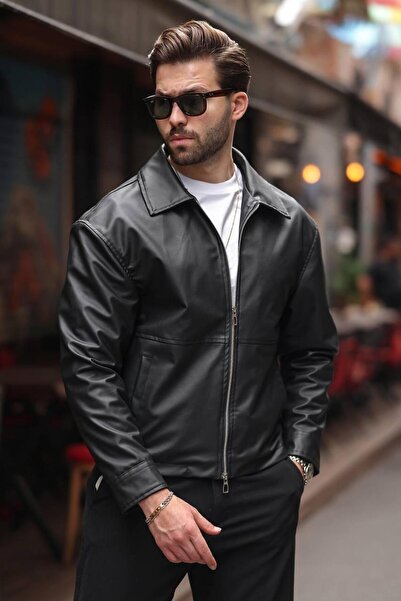 SEASON COAT سترة جلدية كبيرة الحجم للرجال