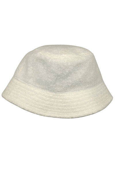 Sofist İstanbul White Bouclé Soft-Textured Thick Bucket Hat White Bouclé Wool Soft Textured Thick Winter Hat