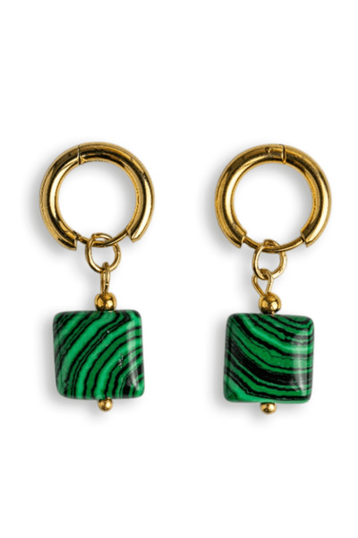 craftmystic Cercei Green Energy cu Malachit Sintetic și Design Minimalist - C...