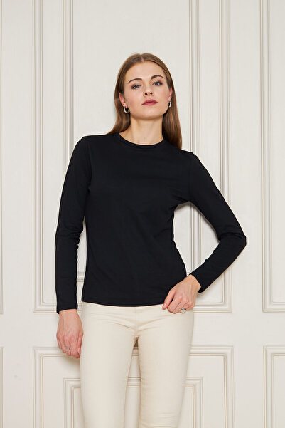 Avones Γυναικείο μπλουζάκι με μακρύ μανίκι με λαιμόκοψη - 100% βαμβακερό casu...