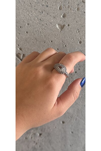 KAD COLLECTION خاتم بتصميم قطرة مرصع بحجر الزركون قابل للتعديل