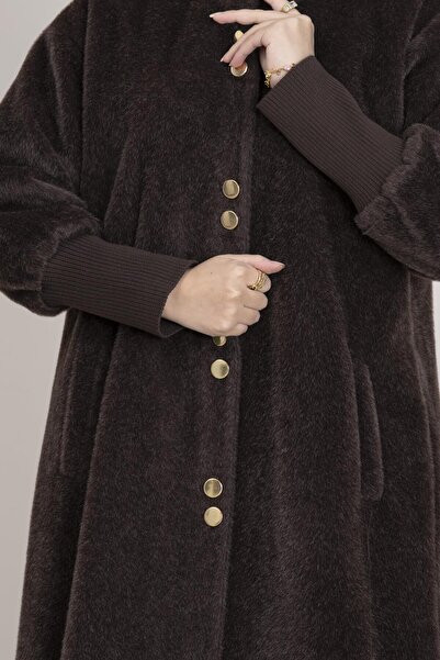 Sevitli Double Button Detailed Coat-Brown