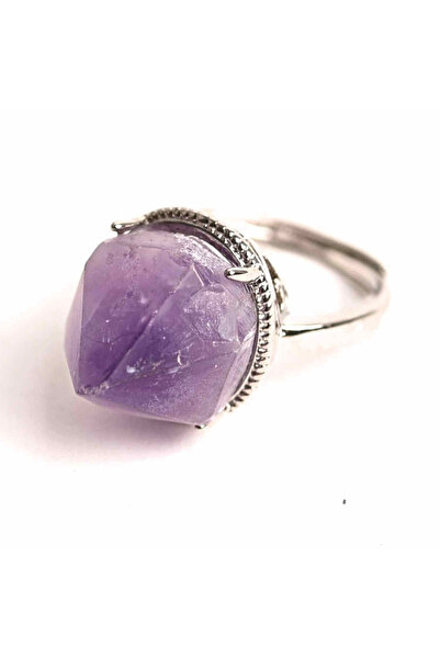 craftmystic Inel reglabil din argint cu piatră de ametist cu vârf de ametist