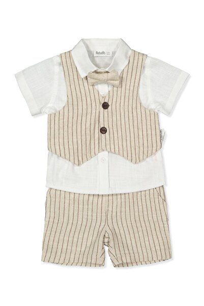 Bebetto DOKUMA YELEK 3LÜ TAKIM (COOL AND STYLISH) BEJ