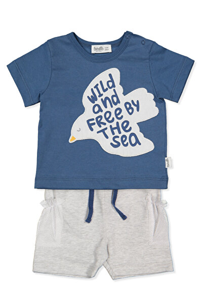 Bebetto طقم شورت برباطين (فري سبيريت) رمادي ميلانج