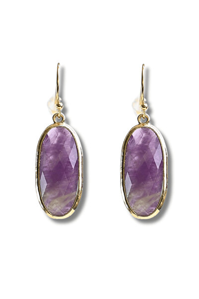 craftmystic Oval Earrings with Golden Amethyst Faceted Amethyst Stone - Energy and Elegance