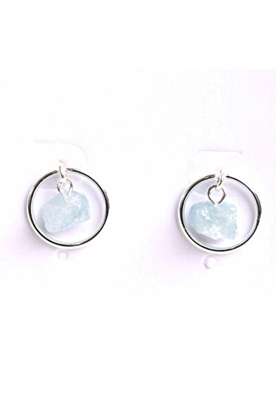 craftmystic Cercei sferici cu acvamarin brut - Calm și claritate mentală