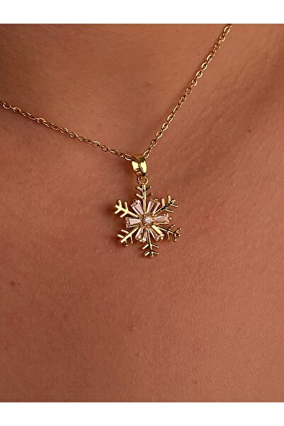 Jewelliss قلادة ندفة الثلج من الزركون والذهب والفولاذ، هدية أنيقة للاستخدام ا...