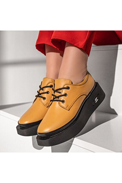 Modlet.ro Women's yellow leather casual shoes MOD10461