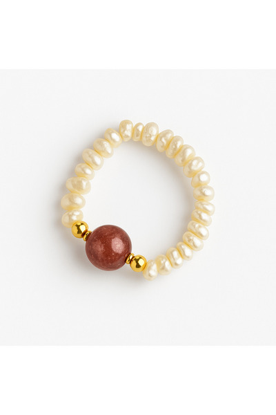 craftmystic Ring with meaning - Strawberry crystal and pearls for emotional h...