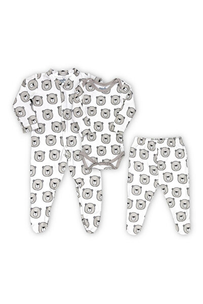 Moon بدلة رومبير عضوية للأطفال الرضع 3 في 1 مع بنطال رياضي - طبعة دب