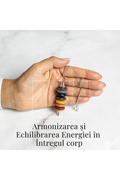 craftmystic Pendulum with 7 Rings and Stones - Chakra Balancing and Healing