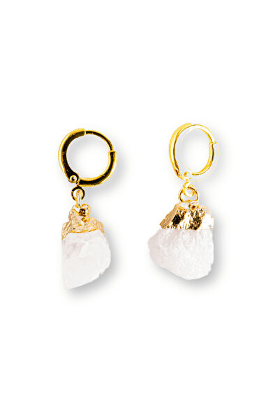 craftmystic Cercei din aur cu cuarț roz brut - Iubire și echilibru