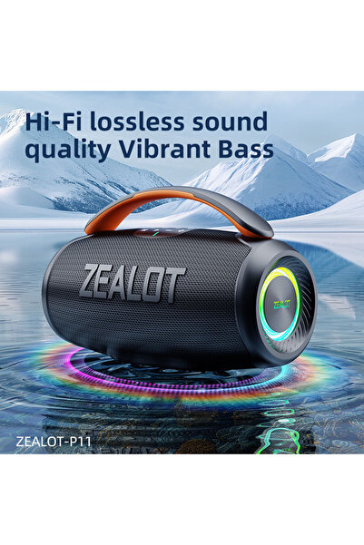 zealot P11 Portable 50W Bluetooth Speaker with Dual Bass Subwoofer, RGB Lighting, and IPX5 Waterproof