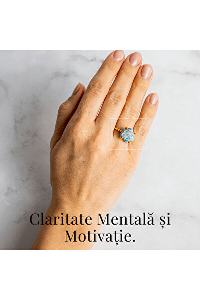craftmystic Inel reglabil placat cu aur cu apă brută - Energie pozitivă, claritate mentală și creativitate