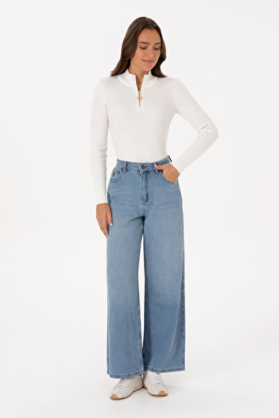 U.S. Polo Assn. Kadın Açık Mavi Loose Fit Jean Pantolon 50316568-DN0021