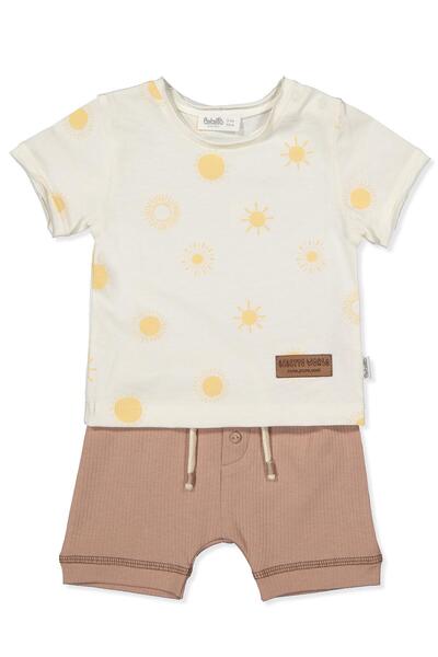 Bebetto طقم مكون من قطعتين مع شورت إنترلوك (سنشاين) بني اللون