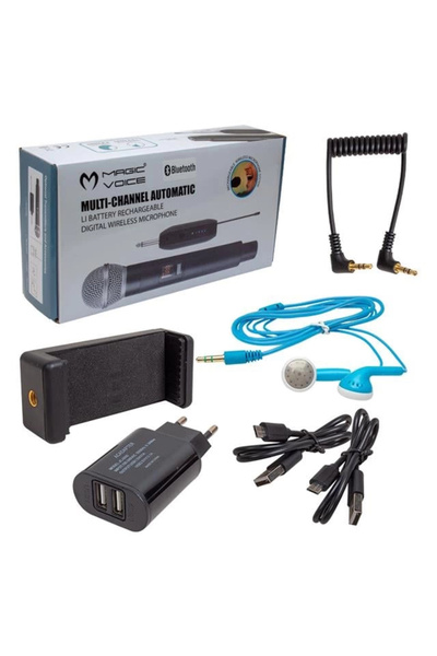 MagicVoice Mv-19602 UHF Kablosuz Kamera Uyumlu Bluetooth İkili Mikrofon Set